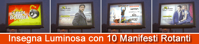 10 manifesti 200x140 nell'insegna luminosa multimmagine di un grande  punto vendita abbigliamento sportivo